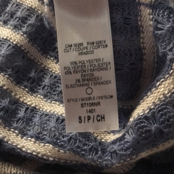 Ladies Splendid Blue/White Stripe Sheer Top - Picture 10 of 12